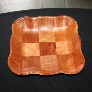 Vintage Woven Wood Serving Bowl
